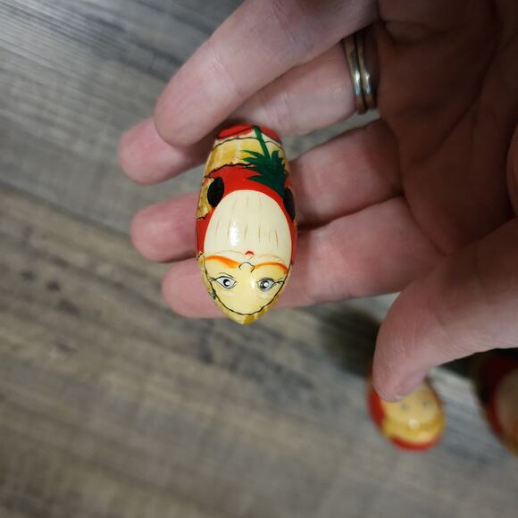 Vintage Santa wooden Nesting Dolls see pics for wear E - Picture 11 of 16